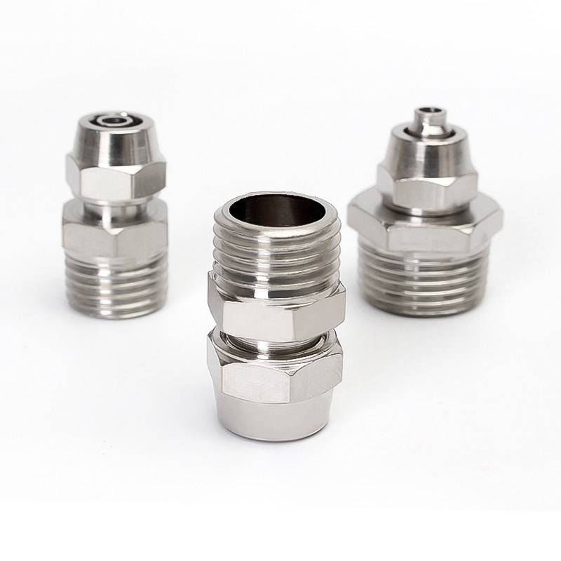 快拧快速接头铜镀镍PC4-M5气动直通气D管6-01/8-02PCF铜内丝快接