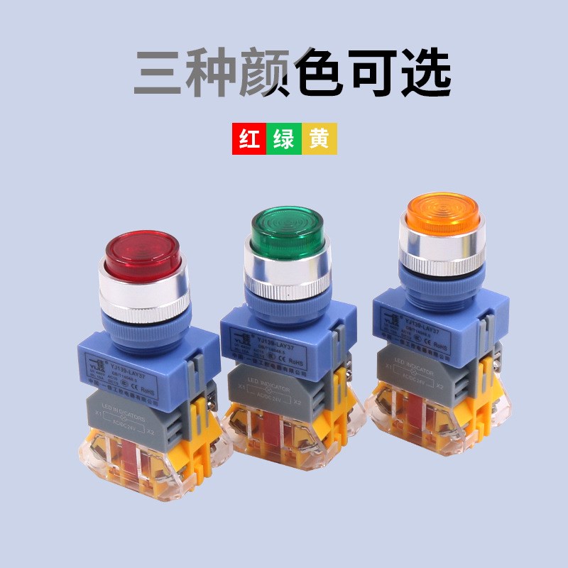LAY37电源e启动Y090-11DN带ZS自锁22mm带灯220V按钮开关24V DZ