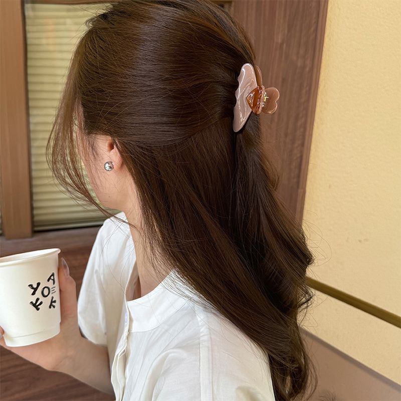 甜美日韩爱心小抓夹女士半扎发百搭发卡精致小巧后脑勺发丝固定夹