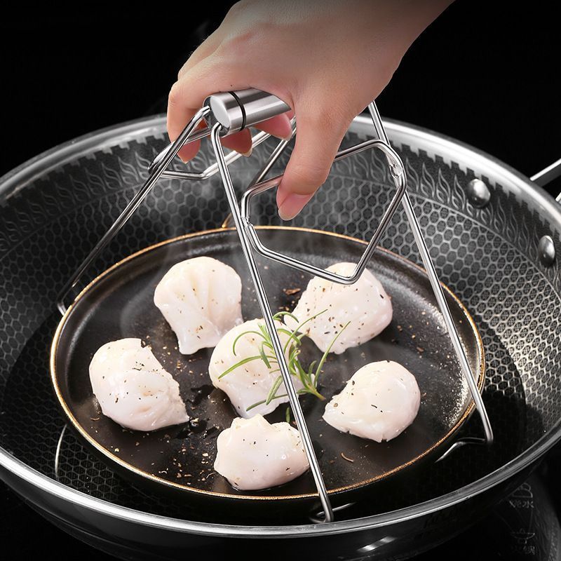 厨房不锈钢砂锅碟盘夹持工具防滑隔热蒸菜取碗防烫提盘夹