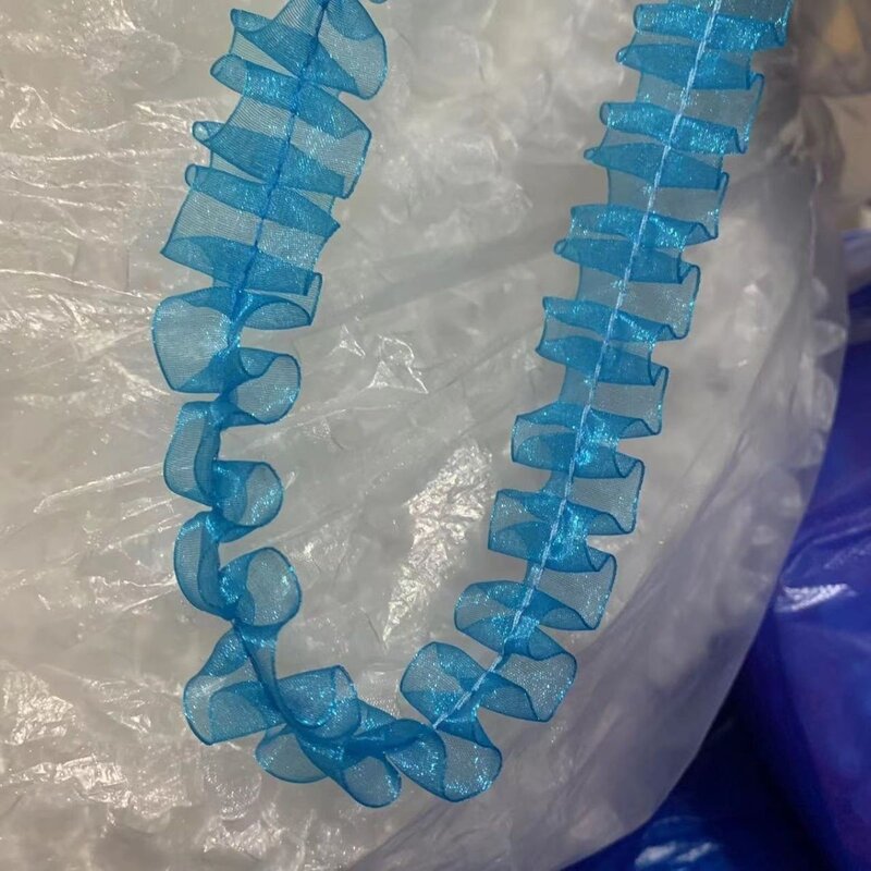 2.5cm宽鱼骨花边网纱打皱蕾丝手工装饰DIY辅料波浪透明裙摆丝带