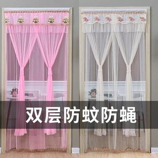 卧室客厅隔断门帘布艺蕾丝卫生间厨房挂帘遮光防蚊纱帘 免打孔四季