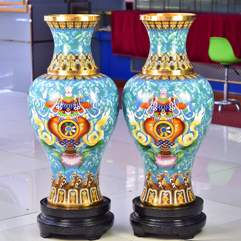 张向东大师40寸景泰蓝大花瓶摆件