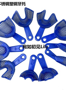 牙科武汉品牌取模托盘蓝色塑钢牙托藻酸盐印模盘大中小号边托门托