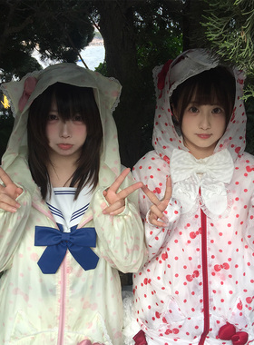 米栗原创设计2025自制蝴蝶结连帽外套防晒衣可爱百搭猫耳花边蕾丝