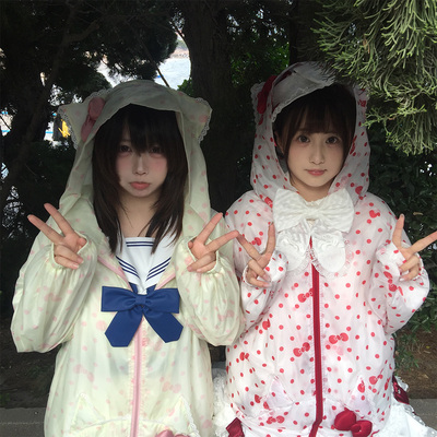 米栗原创设计蝴蝶结波点印花防晒