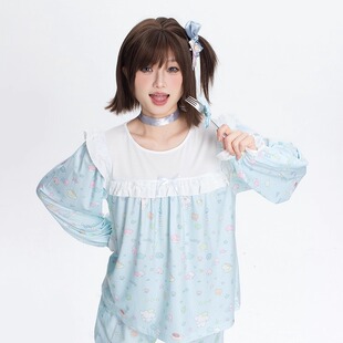 米栗原创四叶草小狗可爱印花睡衣家居服套装秋冬莫代尔棉2025