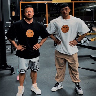 必须撸铁原创“训练状态转换器”情绪变脸重工长绒棉宽松半袖