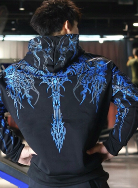 Breathedivinity美式潮牌暗黑风格运动健身男士卫衣高街秋冬外套