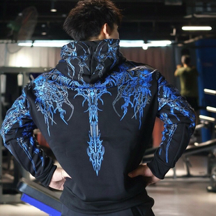 Breathedivinity美式潮牌暗黑风格运动健身男士卫衣高街秋冬外套
