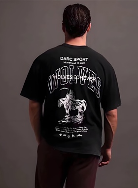 DARC丨美式复古字母印花ins短袖T恤男女欧美潮牌复古情侣夏季T恤