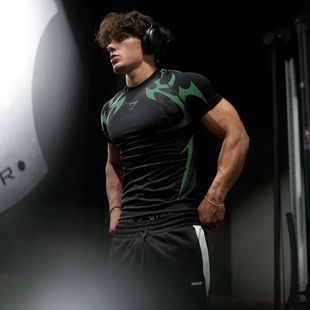 GYMSHARK风暴无缝短袖T恤男运动健身跑步篮球训练速干透气紧身衣