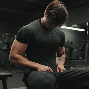 短袖无缝gymshark onyx5.0新色男士紧身衣运动健身训练服弹力T恤