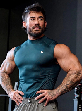 YOUNGLA男士背心夏季新款运动健身速干透气弹力无袖T恤训练背心