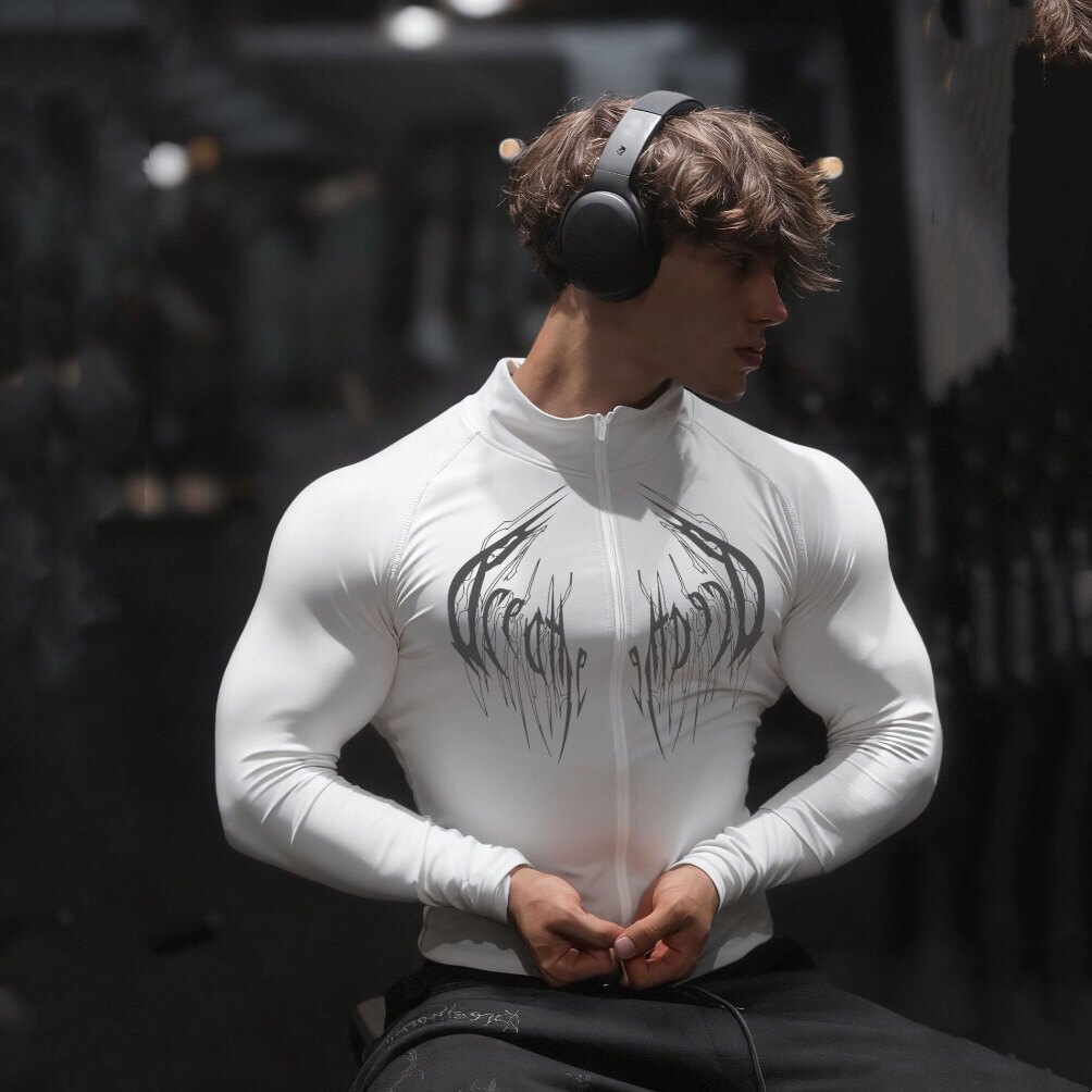 Breathedivinity 美式运动速干紧身衣男士健身拉链外套弹力训练服