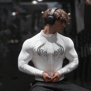 Breathedivinity 美式运动速干紧身衣男士健身拉链外套弹力训练服