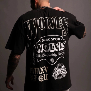 DARC SPORT运动衫美式复古黑色印花短袖T恤情侣百搭纯棉短袖短tee