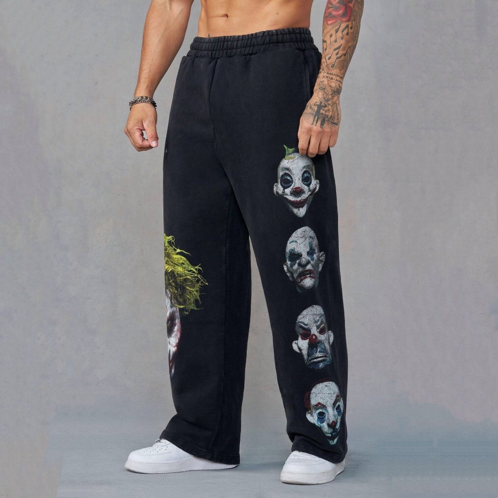 YOUNGLA联名蝙蝠侠男士运动裤慢跑运动健身棉质印花休闲直筒长裤