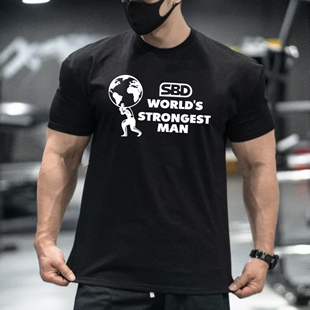 英国SBD大力士比赛官方T恤人气短袖训练运动圆领大码体恤健身运动