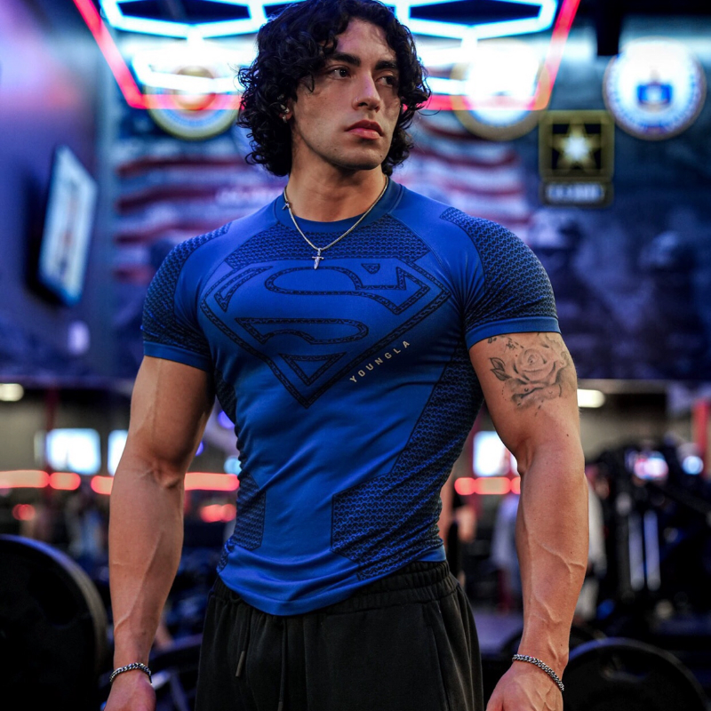 YOUNGAL新款夏季男士健身衣教练运动t恤男高弹训练衣服紧身衣短袖,运动服/休闲服装,健身衣,淘宝优惠券,粉丝福利购,淘宝优惠卷