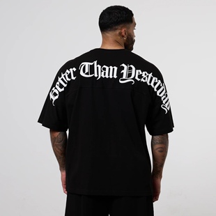 VANQUISH男士超大T恤肌肉运动健身纯棉圆领短袖发泡印花休闲T恤