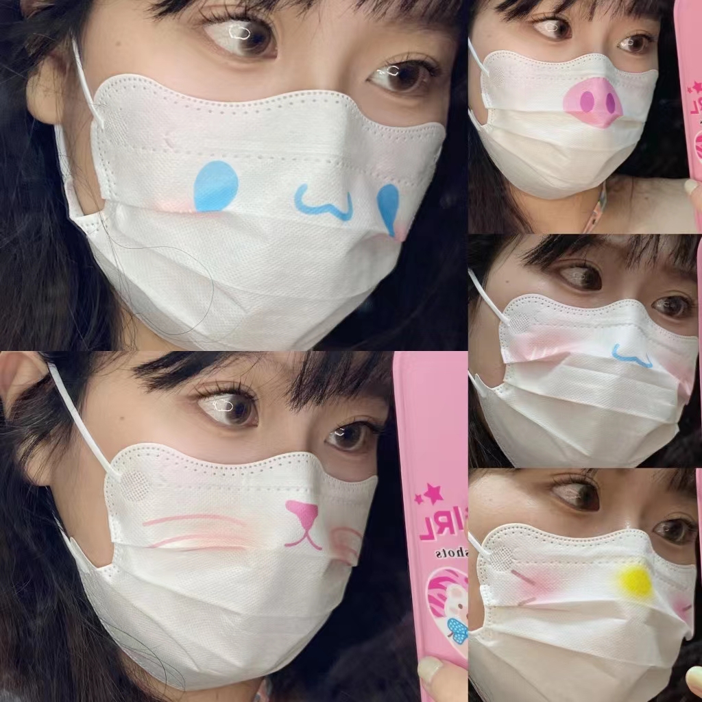 爆款可爱卡通经典Kitty猫大耳玉桂狗萌萌猪口罩高颜值新款女透气