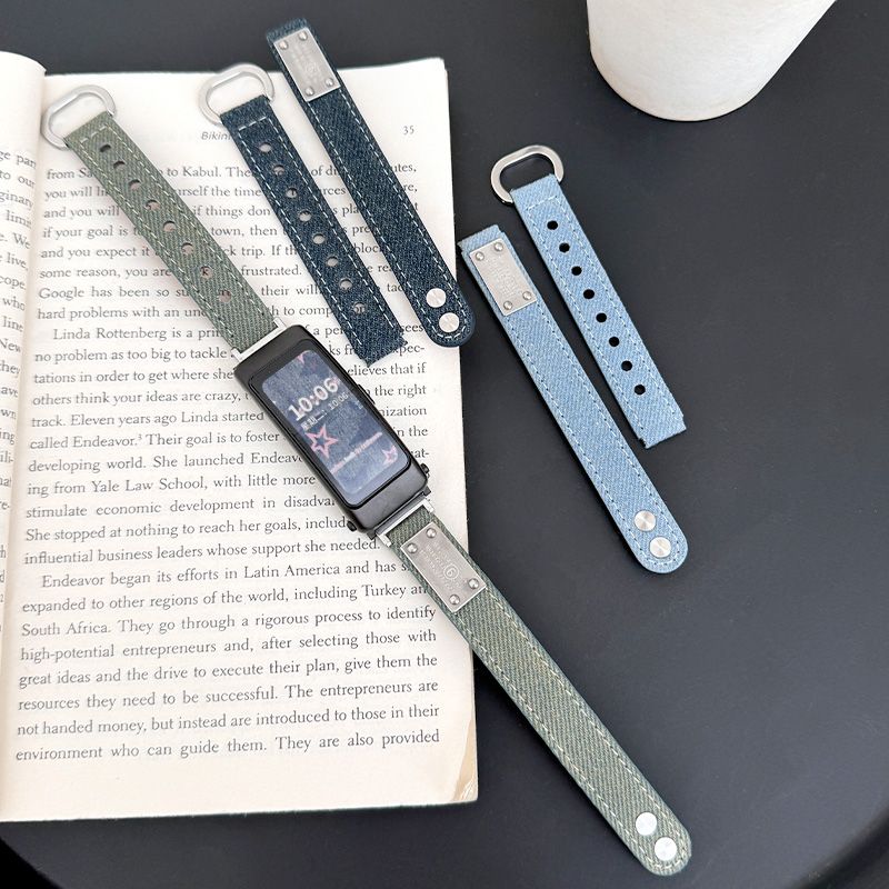 适用华为手环b7表带时尚B3马吉拉牛仔b5双钉B6替换b3青春版腕带