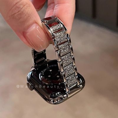 镶钻满天星华为荣耀手表5/4表带金属新高级男女表链小众钻石适用