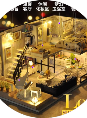 diy手工小屋房子建筑拼装模型创意玩具八音盒定制音乐生日礼物女