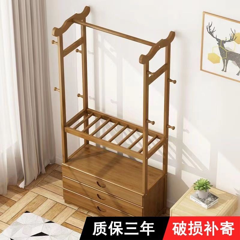 简易衣帽架家用经济型卧室落地挂衣架柜式挂衣服架子多功能置物架