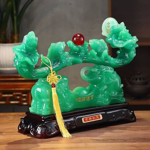 吉祥玉如意摆件招财镇宅家里客厅酒柜装饰品摆件创意博古架工艺品