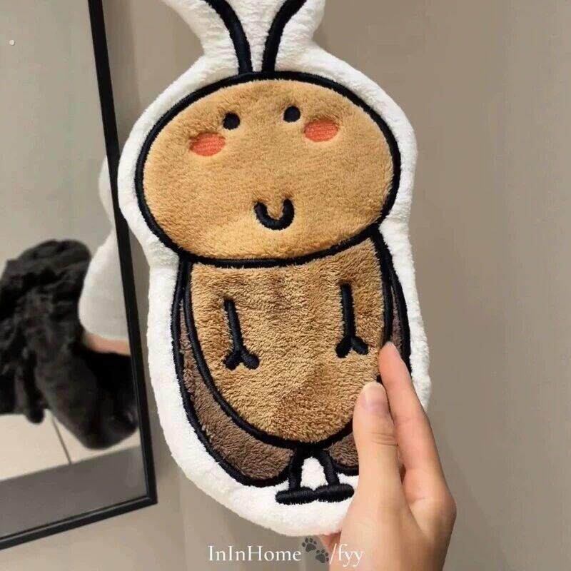 蟑螂擦手巾可爱珊瑚绒毛巾创意搞笑吸水加厚手帕家用卫生间擦手帕