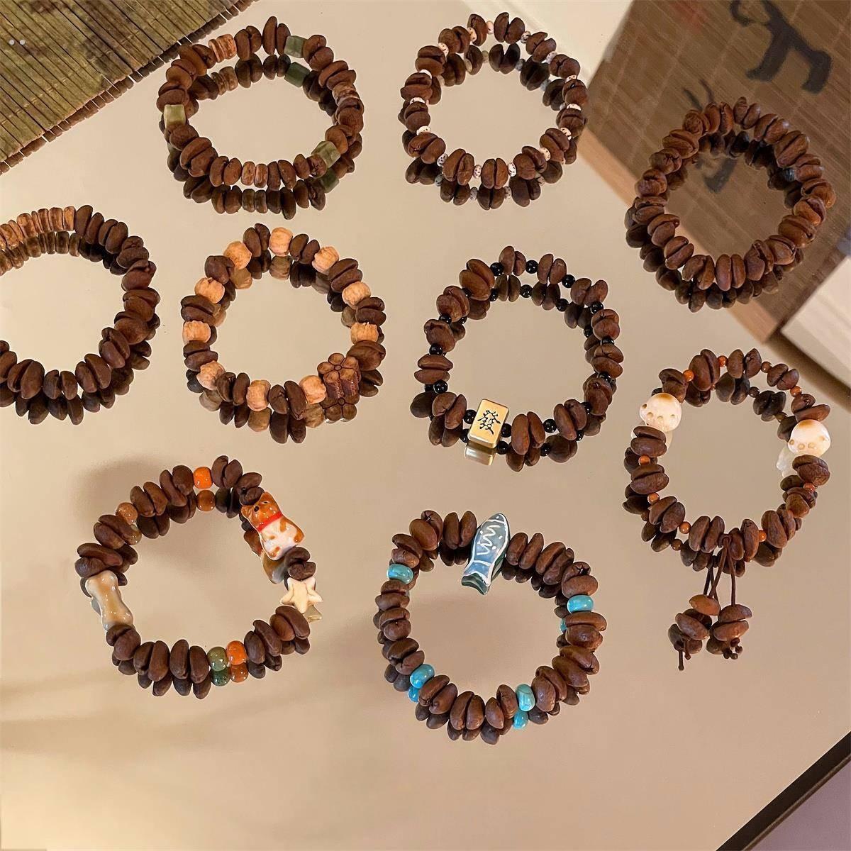 真咖啡豆很醒脑~手作款串珠百搭男款手串女生小众设计手炼情侣款