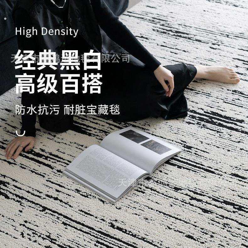新西兰羊毛高级感别墅沙发毯黑白防水地毯客厅复古百搭耐脏隔音毯