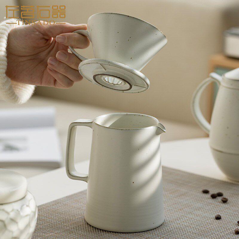 左茗右器白陶手冲咖啡壶日式陶瓷过滤杯意式浓缩滤壶套装分享壶