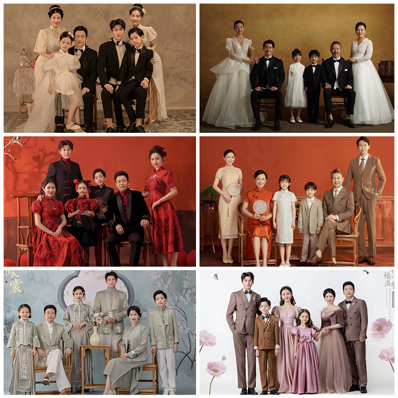 全家福一家六口亲子装拍照衣服