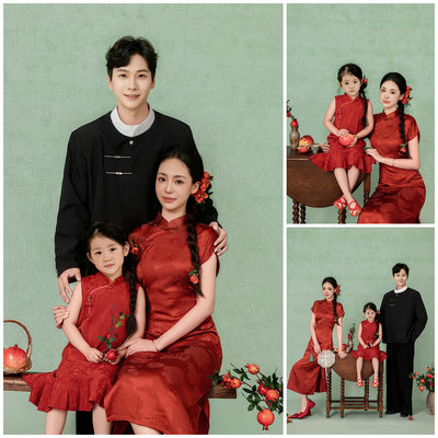 石榴亲子主题中国风摄影服装