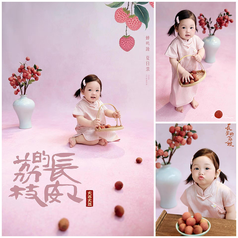 粉色旗袍长安的荔枝主题写真照图片