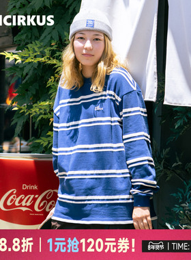 oddCIRKUS条纹长袖T恤 日系街头休闲撞色上衣男女同款新款