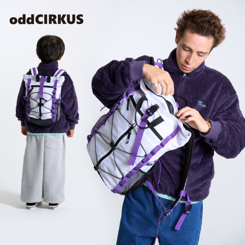 oddCIRKUS双肩包 白紫撞色机能托特背包书包亲子包户外通勤大容量