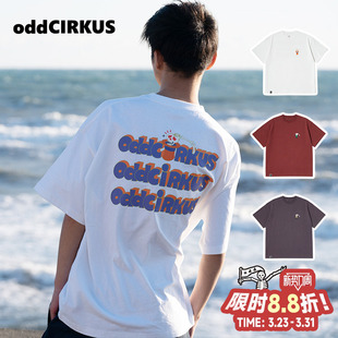 半袖 T恤情侣装 上衣 新款 oddCIRKUS日系T恤宽松印花短袖