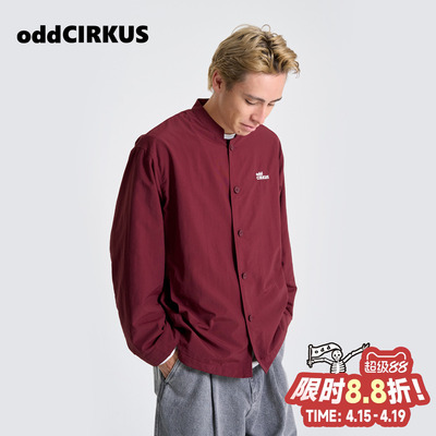 oddCIRKUS亨利领薄外套 日系夹克休闲长袖上衣酒红色男女同款