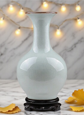 景德镇花瓶青瓷玉冰片陶瓷仿古客厅电视柜插花博古架中式瓷瓶摆件