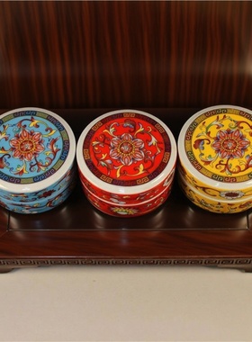 景德镇珐琅彩胭脂盒印泥盒