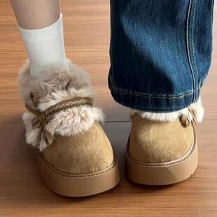 费尔岛加绒勃肯鞋女厚底冬季软底防滑毛毛鞋小个子增高5cm女棉鞋