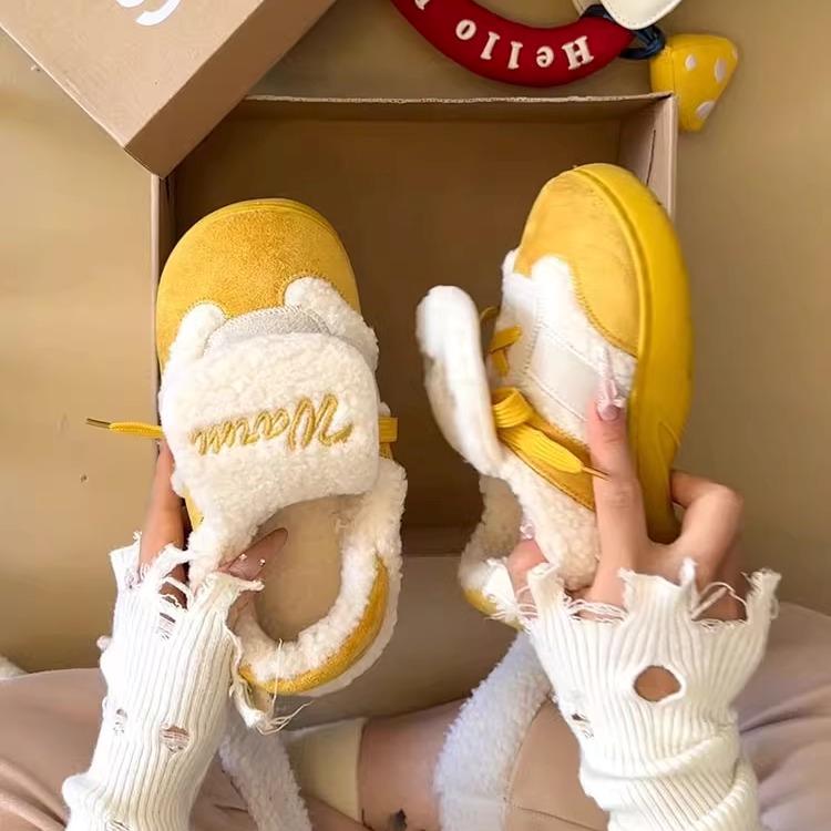 时尚魔术贴棉拖鞋女2025