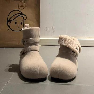 内增高西部毛呢短靴女款2