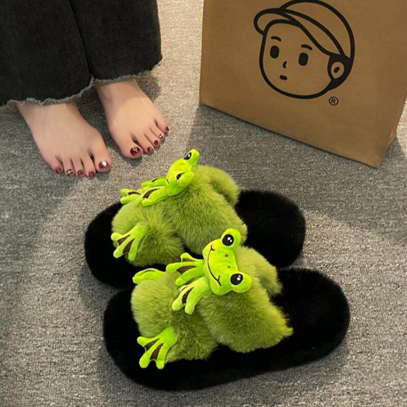 7CM增高搞怪青蛙毛毛拖鞋女外穿2025新款秋冬季可爱厚底毛毛鞋女,居家布艺,居家棉拖/棉鞋,淘宝优惠券,粉丝福利购,淘宝优惠卷
