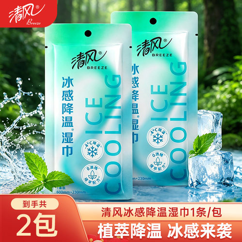 清风植萃降温凉感便携湿巾