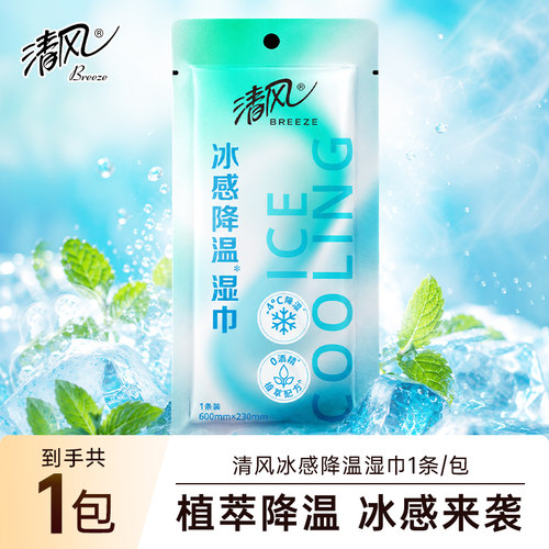 清风植萃降温凉感便携湿巾